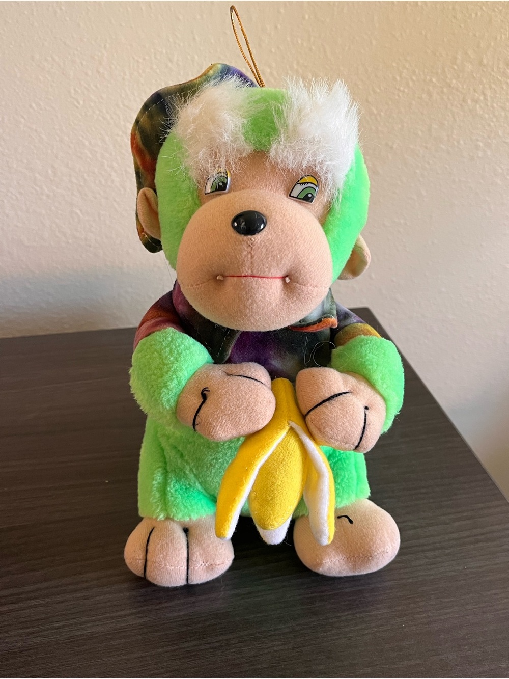 Rare Shalom Toy Neon Monkey Carnival Toy Stuffed Animal Banana